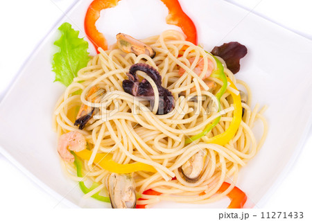 Tasty italian pasta with seafood. 11271433