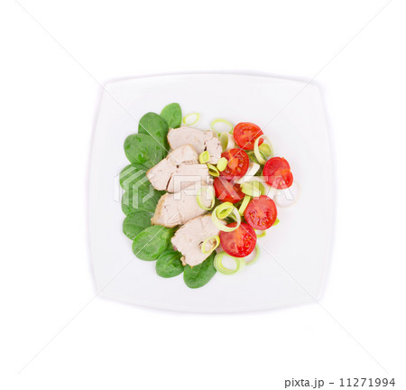 Chicken salad with sliced leek. Chicken salad with sliced leek. 11271994