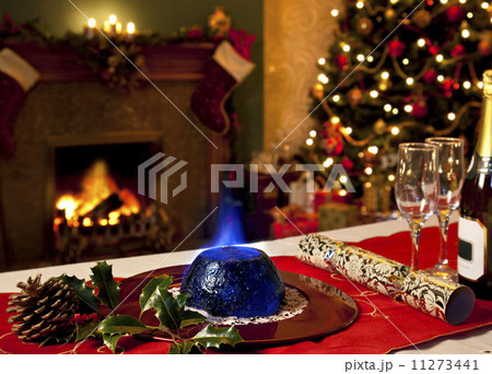 Christmas Pudding and Festive Fireplace 11273441