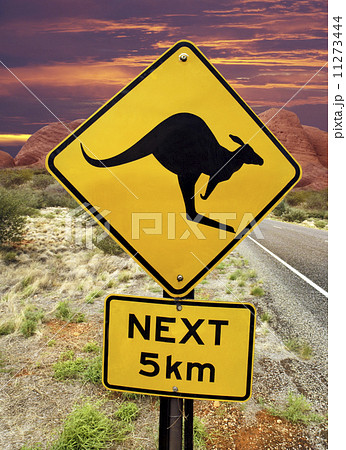 Kangaroo Warning Sign - Australian Outback 11273444
