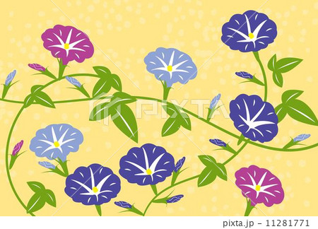 夏の花アサガオのお洒落なカードのイラスト素材