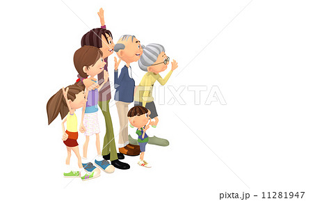 手を振る仲の良い３世代家族 ３dcgイラスト素材のイラスト素材