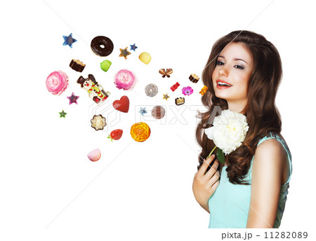 Imagination. Funny Woman Dreams about Different Things 11282089