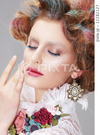 Vogue Style. Daydreaming Nifty Woman with Closed Eyes 11282127