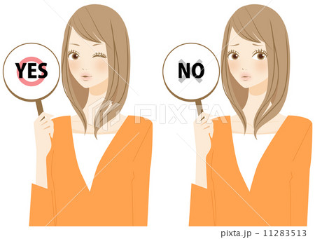 YESとNOを表示する女性 YESとNOを表示する女性 11283513