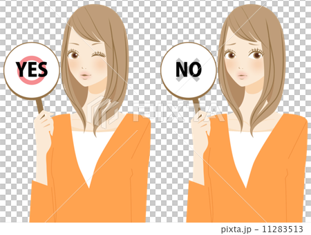 YESとNOを表示する女性 YESとNOを表示する女性 11283513