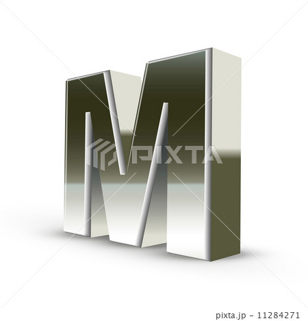 3d silver steel letter M 11284271