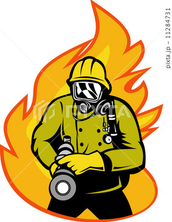 Fireman or firefighter with fire hose Fireman or firefighter with fire hose 11284731