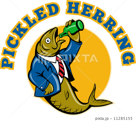 Herring fish business suit drinking beer bottle Herring fish business suit drinking beer bottle 11285155