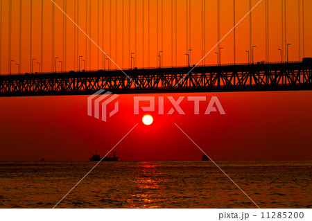 明石海峡大橋の夕景 11285200