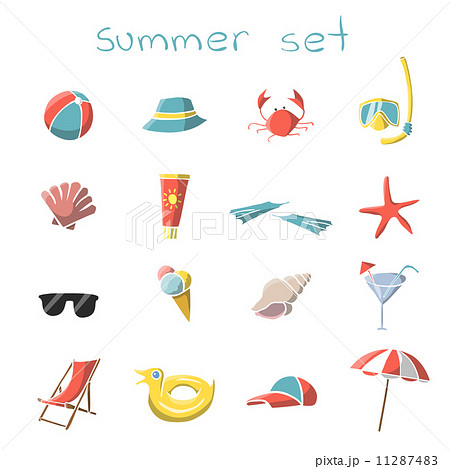Summer vacation travel icons set 11287483