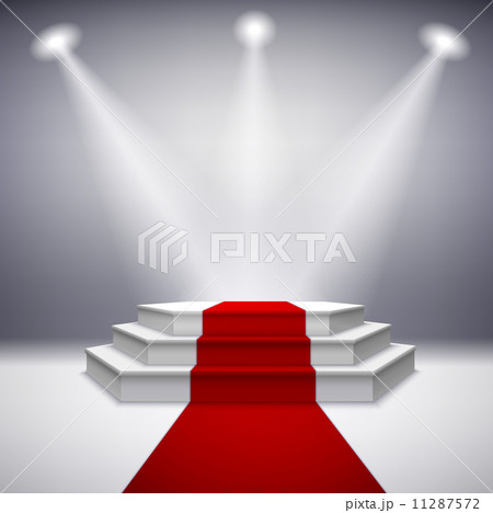 Illuminated stage podium with red carpet 11287572
