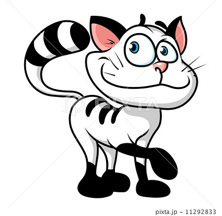 Cute Black And White Striped Cartoon Catのイラスト素材 Cute Black And White Striped Cartoon Catのイラスト素材