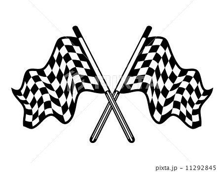 Crossed pair of waving checkered flags Crossed pair of waving checkered flags 11292845
