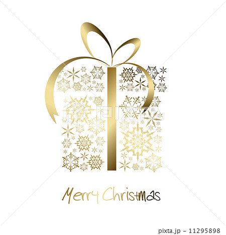 Christmas present box made from golden snowflakes 11295898