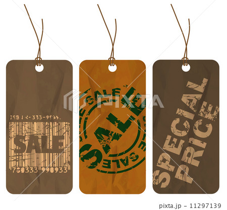Set of brown crumpled paper tags 11297139