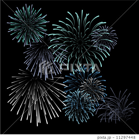 Set of blue fireworks illustrations 11297448