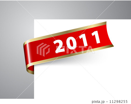 Fresh New Year corner ribbon on a red paper Fresh New Year corner ribbon on a red paper 11298255
