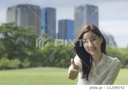 Happiness freedom concept. Woman happy smiling with arms up, asi 11298542