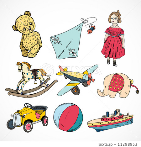 Toys colored sketch icons set Toys colored sketch icons set 11298953