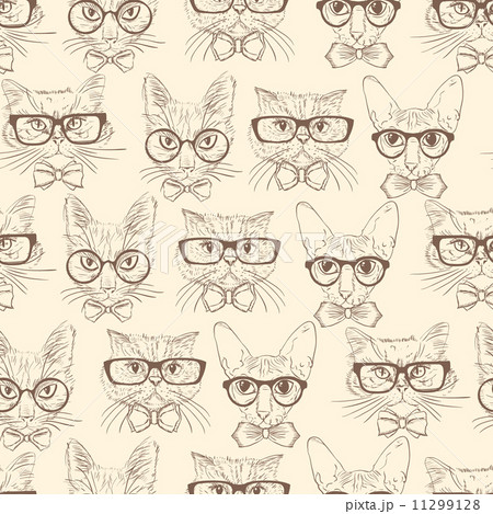 Cat hipsters seamless pattern Cat hipsters seamless pattern 11299128