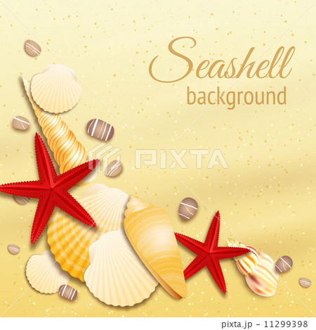 Seashell sand background poster 11299398