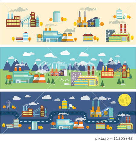 Industry buildings horizontal banners Industry buildings horizontal banners 11305342