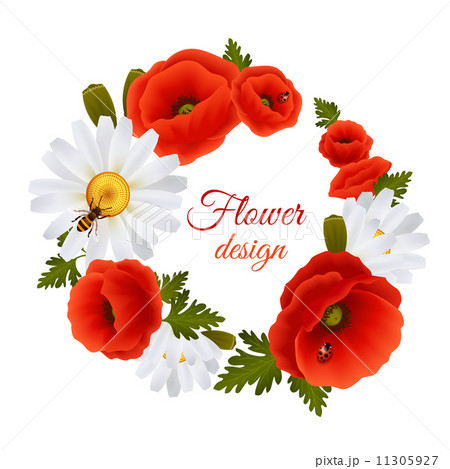 Poppy daisy postcard template 11305927