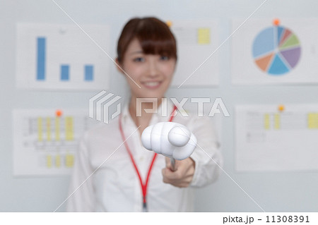 指差し棒を持った女性会社員 指差し棒を持った女性会社員 11308391