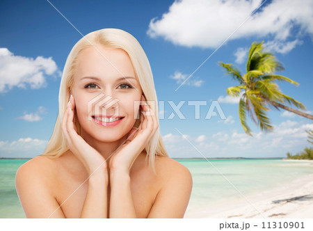 face of beautiful woman touching her face skin face of beautiful woman touching her face skin 11310901
