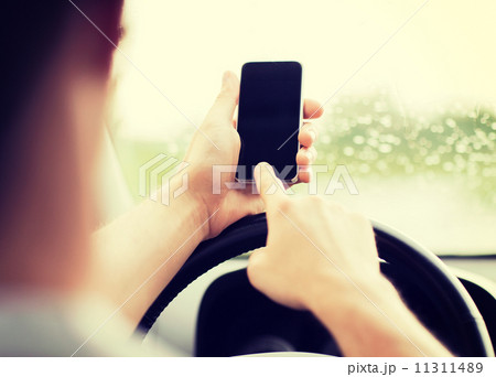 man using phone while driving the car man using phone while driving the car 11311489