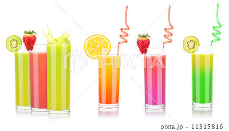 tasty summer fruit drinks in glass with splash 11315816