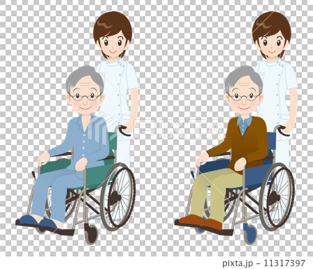 Wheelchair aged female nurse 11317397