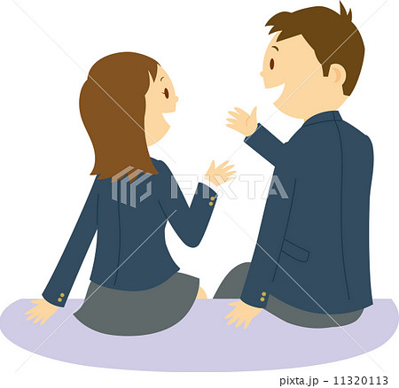座って話す高校生カップル 座って話す高校生カップル 11320113