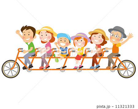 家族で自転車_イラスト_01 11321333