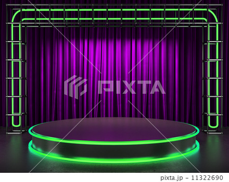 fabrick curtain on stage with neon 11322690