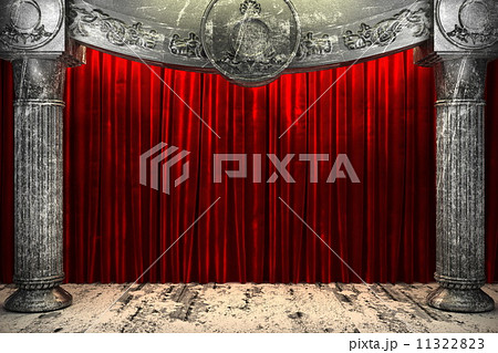 red fabric curtain on stage 11322823