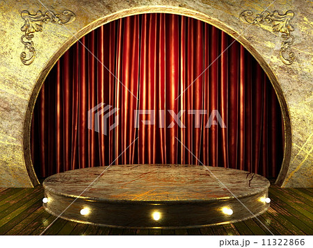red fabric curtain on stage 11322866