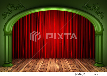 red fabric curtain on stage red fabric curtain on stage 11322892