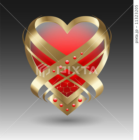 Elegant metallic heart embleme with embellishment Elegant metallic heart embleme with embellishment 11323205