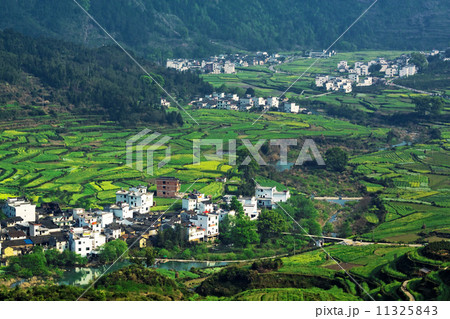 Rural landscape in wuyuan county, jiangxi province, china. 11325843