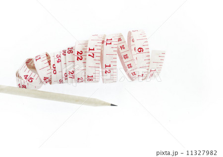 tape measuring with pencil isolated on  white 11327982