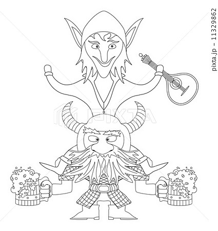 Friends drunken, elf and dwarf, contour Friends drunken, elf and dwarf, contour 11329862