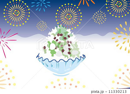 内金時のかき氷と花火の夏の夜空 11330213