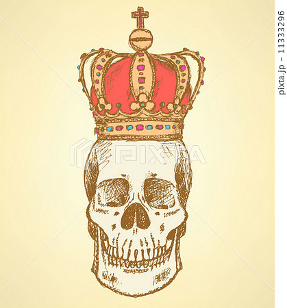 Sketch skull in crown,  vintage background 11333296
