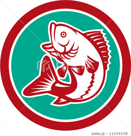 Largemouth Bass Jumping Circle Retro 11334156