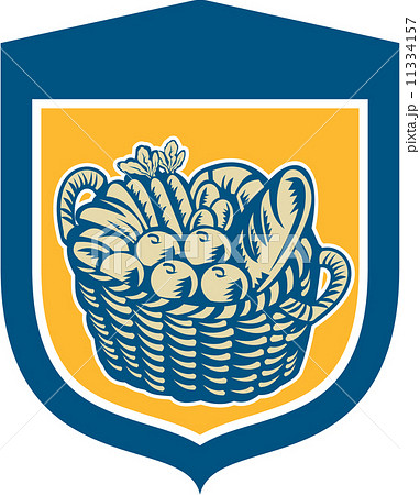 Crop Harvest Basket Shield Woodcut 11334157