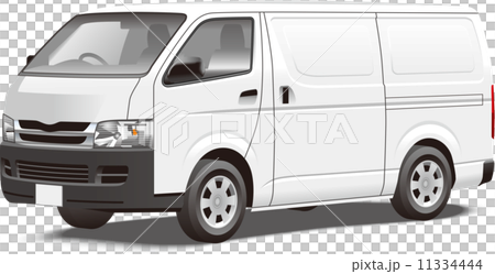 商用車イラスト ワンボックス営業車 パネルバン 黒バンパー カラーリングベース 保冷車 11334444