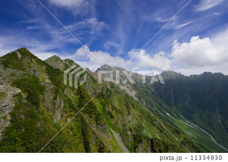 西穂高岳独標から見る夏の穂高連峰　北アルプス 11334930