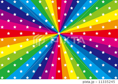 背景素材壁紙 星 星の模様 星模様 星の図柄 虹 虹色 レインボー 七色 放射状 渦 のイラスト素材